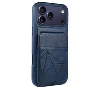 MFAOSHI Wallet Case for iPhone 17 Pro Max/17 Pro/17 Air/17, Slim RFID Blocking Leather Business Phone Case with Card Holder Kickstand Cover,Blue,17 Pro