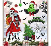Mfault 121 PCS Merry Christmas Nigh.tmare BEF.ore Christmas Window Clings 9 Sheets, Jack Sally Xmas Tree Skull Stickers Decal Decoration, 2025 New Year Home Kitchen Winter Holiday Decor