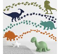 Mfault Dinosaur Footprints Wall Decals Stickers, Boys Dino Feet Tracks Paw Prints Nursery Decorations Baby Bedroom Playroom Art, Watercolor Animal Toddler Kids Room Decor Gift