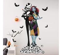 Mfault Halloween Nigh.tmare BEF.ore Christmas Wall Decals Stickers, Jack Skellington Sally Skull Bat Spooky Decorations Bedroom Art, Holiday Party Supplies Living Room Home Kitchen Decor