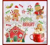 Mfault Merry Christmas Gingerbread Window Clings 4 Sheets, Xmas Ginger Bread Man Candy Donut Wall Glass Stickers Decal Holiday Decoration, Winter Gift Kids Room Home Kitchen Decor