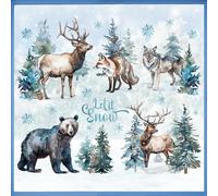 Mfault Watercolor Winter Forest Animal Window Clings, Let It Snow Woodland Bear Reindeer Wolf Fox Pine Tree Stickers Decals Decorations, Christmas Wildlife Snowflake Home Living Room Kitchen Decor