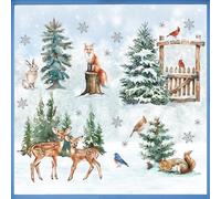 Mfault Winter Forest Animals Window Clings, Woodland Reindeer Fox Squirrel Bunny Birds Pine Tree Stickers Decals Decorations, Christmas Snowflake Farmhouse Rustic Home Living Room Kitchen Decor