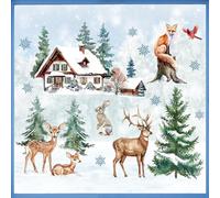 Mfault Winter Wildlife Window Clings, Forest Animals Reindeer Cardinal Fox Rabbit House Pine Tree Stickers Decals Decorations, Farmhouse Christmas Woodland Snowflake Home Living Room Kitchen Decor