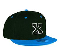 MFAZ Morefaz Ltd Kids Adult Size Hats Snapback Blue Flat Peak Hat Boy Girl Casual Baseball Cap A-Z Alphabet (X, Adult)