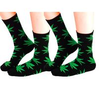 MFAZ Morefaz Ltd Set 2x Cotton Socks marijuana cannabis weed Rasta Men Women Leaf M-L (Standard, Black-Green)