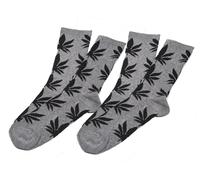 MFAZ Morefaz Ltd Set 2x Cotton Socks marijuana cannabis weed Rasta Men Women Leaf M-L (Standard, Grey-Black)