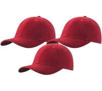 MFAZ Morefaz Ltd Set of 3X Men's Baseball Cap Cap Adjustable Strap Baseball Hat (UK, Alpha, M, XL, Maroon)