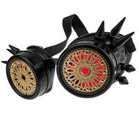 MFAZ Morefaz Ltd Welding Cyber Goggles With Spikes Steampunk Goth Cosplay Sunglasses Round Glasses Party Fancy Dress (Black Spikes Design)