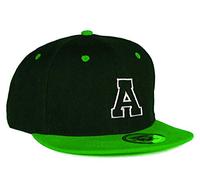 MFAZ Morefaz Ltd Youth Kids Hat Snapback Green Flat Peak Hat Boy Girl Baseball Cap A-Z Alphabet (A)