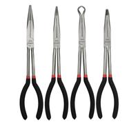 MFBJXC 4 Pack Precision Pliers Set with Insulated Comfort Grip Handles - 11" Long Nose, 45/90 Degree Angle Curved, Circle Pliers for Wire Bending, Shaping, Trimming