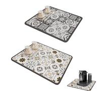 MFCGHXR 2 Pcs Coffee Mat, 16''x 12''Kitchen Absorbent Draining Mat, Dish Drying Mat for Kitchen Counter, Sink Drainer Mat Spill Mat Absorbent Non-Slip Draining Mat for Dishes