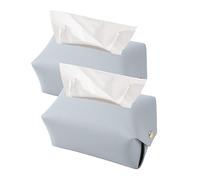 MFCGHXR 2Pcs Tissue Box Cover, Decorative Holder Organizer, Rectangle Modern Leather Tissue Box Holder, for Car, Home, Bathroom, Table, Office (Off-White)