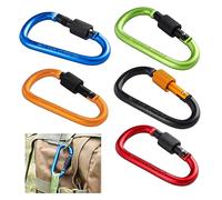 MFCGHXR 5 PCS 8cm D Shape with Locking Screw Nuts, Spring-loaded Gate Carabiner Clips, Small Carabiner, D Shape Keychain Clips, for Key Chain Camping Fishing Hiking Travelling Backpack(5 Colors)