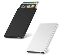 MFCGHXR Secure RFID Blocker Wallet - Pack of 2 Stylish Credit Card Holders - Compact, Durable & Lightweight - Perfect for Men & Women (Black, Silver)