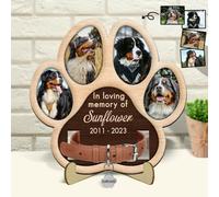MFCHICIFY Personalized Dog Memorial Frame Large Paw Prints Multiple Pictures with Collar Holder,Memorial Pet Collar Sign,Pet Loss Sympathy Gift,Dog Lovers Gift (8" cm)