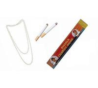 MFD Ladies Flapper 1920s Extended Cigarette Holder 2 x Fake Cigarettes & Pearl Beads Set