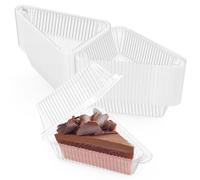 MFDSJ 200 Pieces Cake Slice Plastic Containers with Lids 5 Inches Hinged Lid Cheese cake Container, for Home, Bakery and Cafe