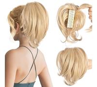 MFDYMYGS Messy Bun Hair Piece Claw Clip, Messy Bun Hair Piece with Bendable Metal,Short Ponytail Extensions Hairpieces for Women (Dirty Blonde)