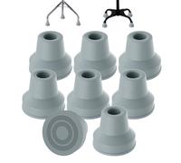 MFE 8pcs Replacement Quad Cane Tips, Extra Stability Non-Slip Rubber Walking Cane Feet for 5/8 Inch Diameter Standard Walking and Standing Stick Accessory, Grey