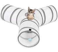 MFEI Rabbit Toys, Cat Tunnels 3 Way Cat Tunnel Rabbit Toys Crinkle Collapsible Tube Toy Tunnel for Cats Rabbits, Dogs, pets(White)