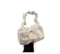 MFESFCS Clutch Bag Ruffled Bow Sweet Handbag Women's Chain Trendy Temperament Commuting Versatile Casual Crossbody Bag(White)