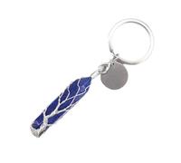 Mfewcabn Hexagonal Crystal Keyring, Natural Gemstone Key Ring Chain, Crystal Blue Stone Pendant Keychain For Women Girls, Keyring Men Women, Bag Decorative Handmade Charm,Blue,50Mm