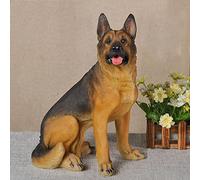 MFFIRE Garden Animal Decoration, Realistic Dog Figurine German Shepherd Figure Resin Dog Sculpture Model Lifelike Animal Statue Home Decoration