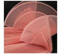 MFfly Organ Pleated Hard Mesh Fabric Plisse Fabric Accordion Crimping Wrinkle Modeling Decorative Designer Fabric M105F8 (Shrimp Pink, Stretch 2 Meter)