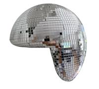 MFGDISCO Melted Disco Ball Decor, 8in Silver Mirror Sculpture for Shelf | Handmade melted silver mirror ball, 8in; unique artisan shape; for shelf, desk & bedroom; conversation-piece modern decor