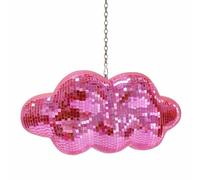 MFGDISCO Pink Disco Ball Cloud Shaped Hanging Decor for Party, Room, Home, Retro Reflective Mirror Disco Ball with Chain