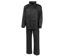 MFH 2-Piece Rain Suit Military Outdoor Jacket Trousers Hunting Fishing Black