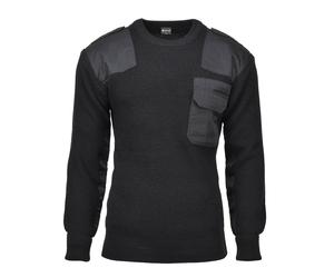 MFH Brand German army style sweater commando jumper rib knit wool pullover black