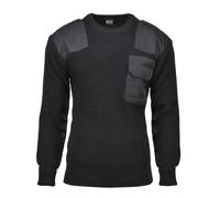 MFH Brand sweater commando jumper rib knit wool reinforced pullover black NEW