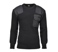 MFH Brand sweater commando jumper rib knit wool reinforced pullover black NEW