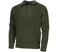 MFH Brand Sweater Troyer style quarter zip jumper rib knit olive pullover black