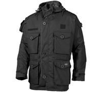 MFH Commando Jacket Tactical Hood Ripstop Police Security Mens Smock Coat Black