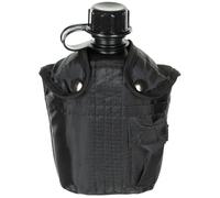 MFH Max Plastic Water Bottle Canteen 1 ltr Black Army Style camping Airsoft