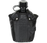 MFH Max Plastic Water Bottle Canteen 1 ltr Black Army Style camping Airsoft