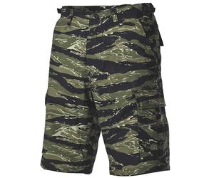 MFH Mens Bermuda US BDU Hiking Cargo Shorts Cotton Ripstop Tiger Stripe Camo