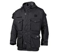 MFH Commando Jacket Tactical Hood Ripstop Police Security Mens Smock Coat Black