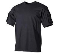 MFH US Short Sleeved T-Shirt with Sleeve Pockets Mens Army Police Tactical Black
