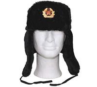 MFH Russian Winter Cap Black with Badge size L