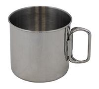 MFH Stainless steel mug with folding handles, field cup, coffee cup, outdoor cup, camping cup, 450 ml