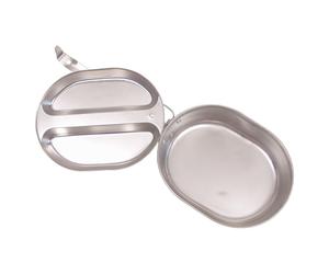 MFH US Army Style Mess Tin Kit Plate Stainless Steel 2-Part Camp Cadet