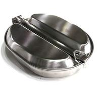 MFH US Mess Kit Stainless Steel Camping Travel Tactical Dish Pan Plate 2 Part