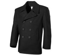 MFH US Pea Coat Mens Reefer Jacket Military Wool Navy Warm Marine Army Black