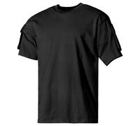MFH US Short Sleeved T-Shirt with Sleeve Pockets Mens Army Police Tactical Black