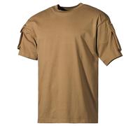 MFH US Short Sleeved T-Shirt with Sleeve Pockets Mens Army Tactical Coyote