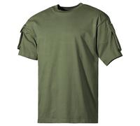 MFH US Short Sleeved T-Shirt with Sleeve Pockets Mens Army Tactical OD Green